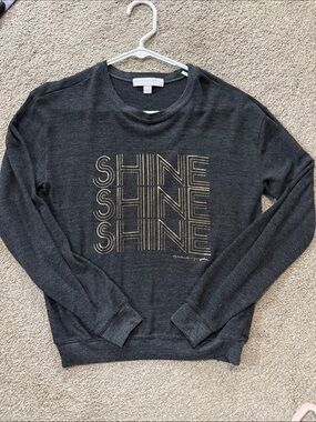 Spiritual Gangster Charcoal Crewneck with Gold 'SHINE' Graphic